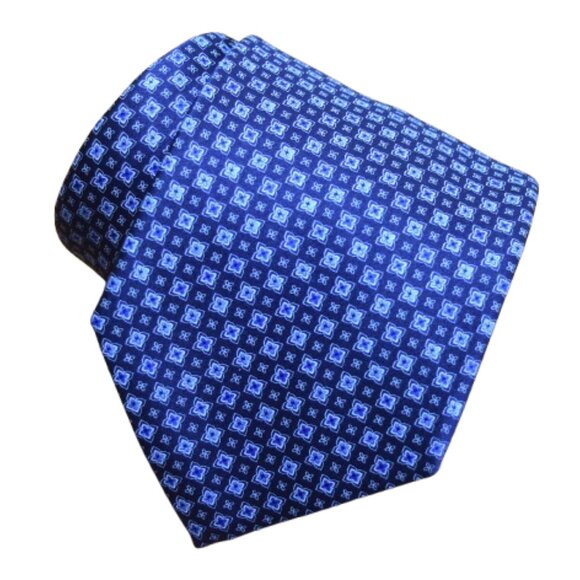 $840 New BRIONI Navy Aqua Blue Floral Medallion Handmade Italy Silk Neck Tie - Picture 5 of 15